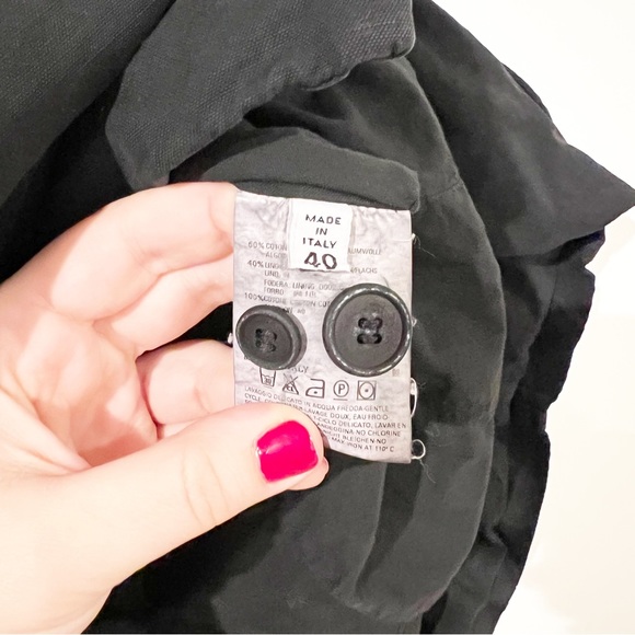 Maison Martin Margiela Black Cotton & Linen Button Front Blazer Jacket Size 40 - Picture 8 of 12